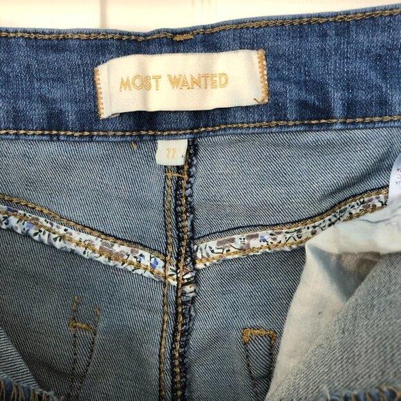 Most Wanted High Rise Slim Straight Leg Distressed  Denim Jeans Junior's Size 11 - Picture 10 of 13